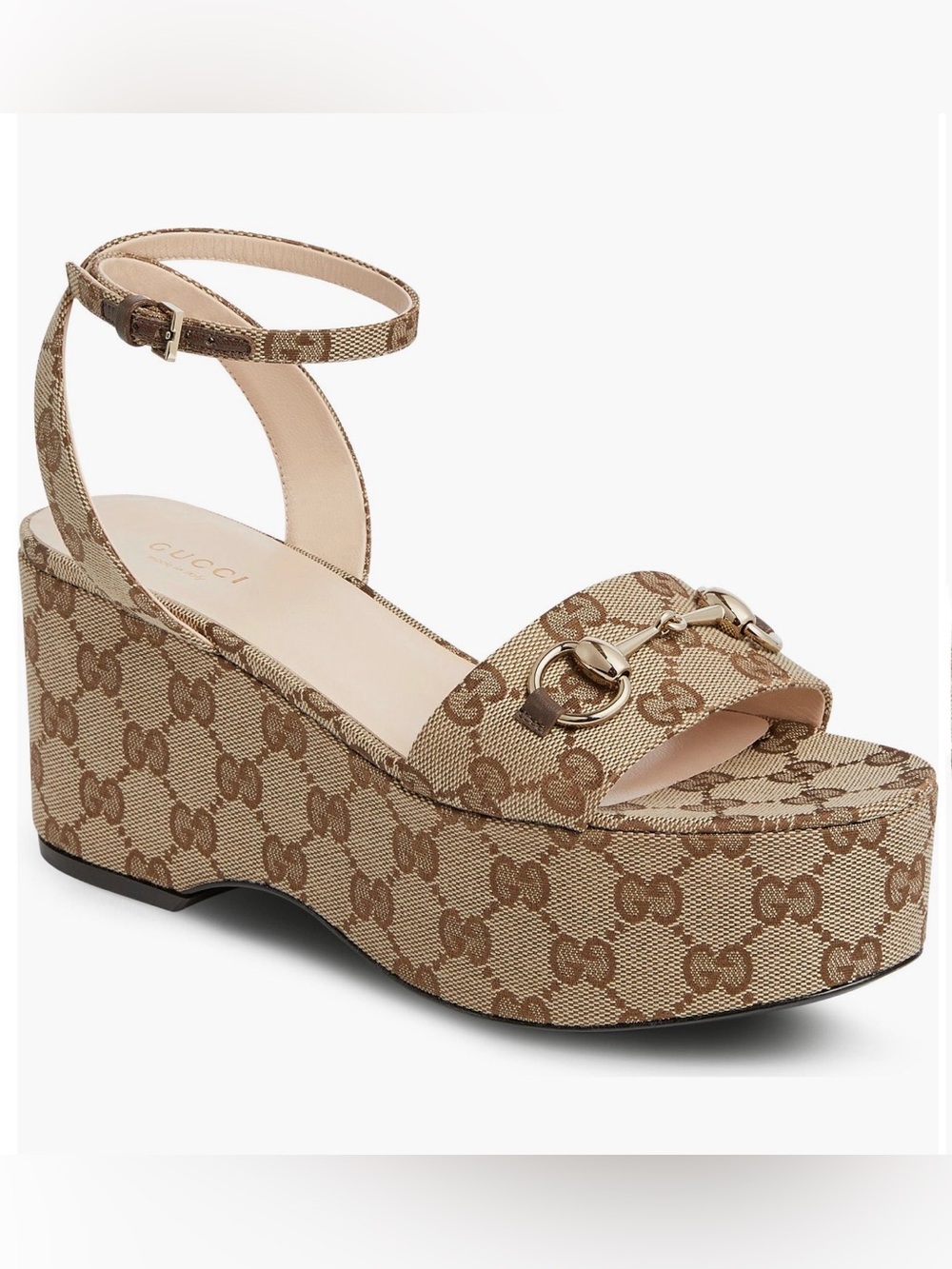 Gucci Women’s Horsebit Platform Wedge Sandals Size EU 37
